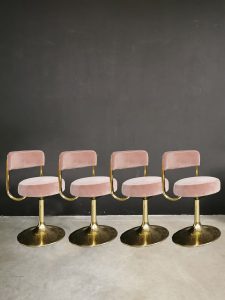 Vintage brass dinner chairs stool eetkamerstoel kruk 'eclectic pearl'