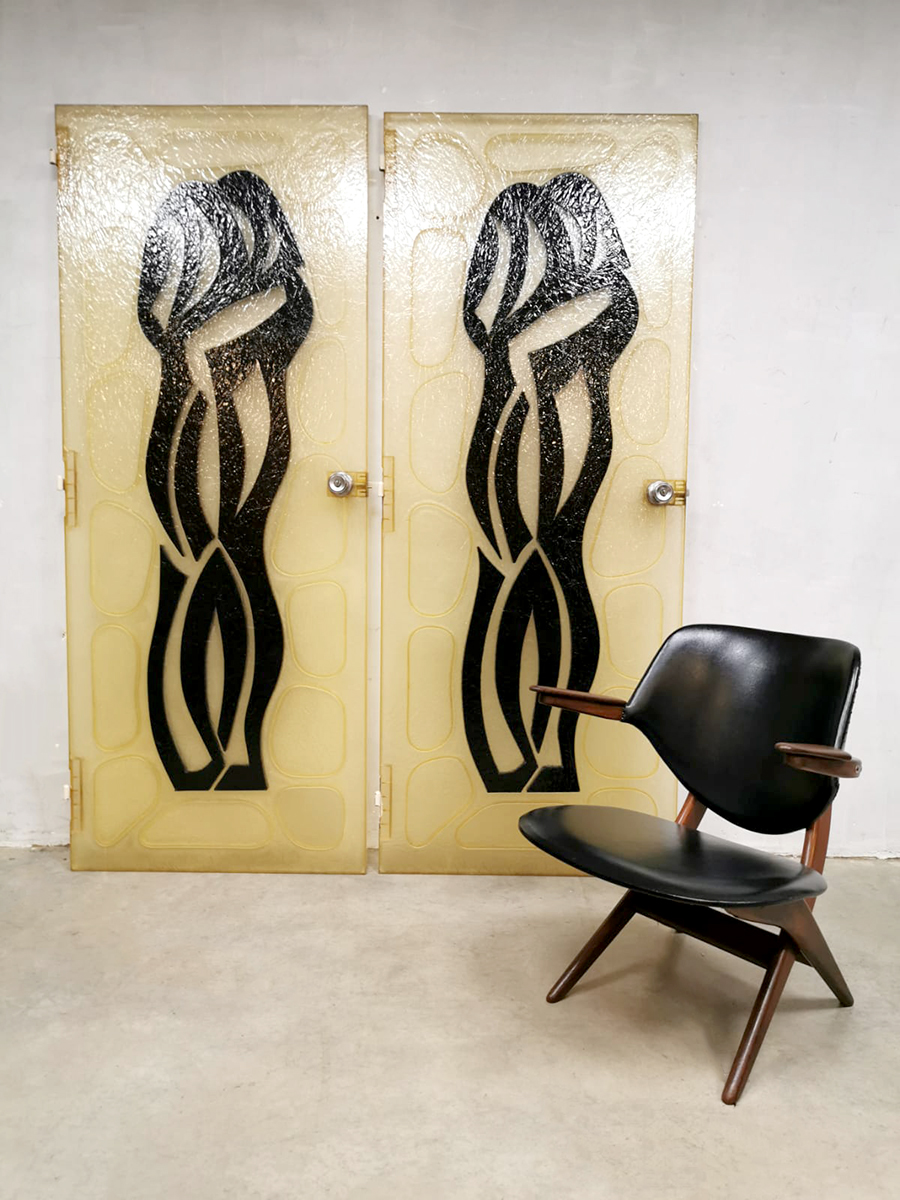 Midcentury design fiberglass doors art deuren 'lovers'