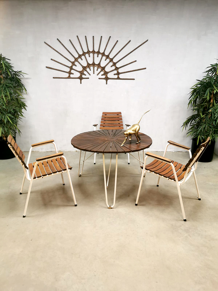 Midcentury design garden diningset chairs table outdoor tuinset Daneline Denmark