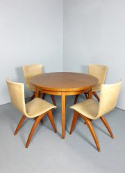 Vintage Dutch design dining set chairs table eetkamer stoelen tafel 'van Os' Culemborg