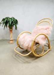 Rohe Noordwolde Dutch vintage design schommelstoel bamboo rotan rocking chair bamboo rattan
