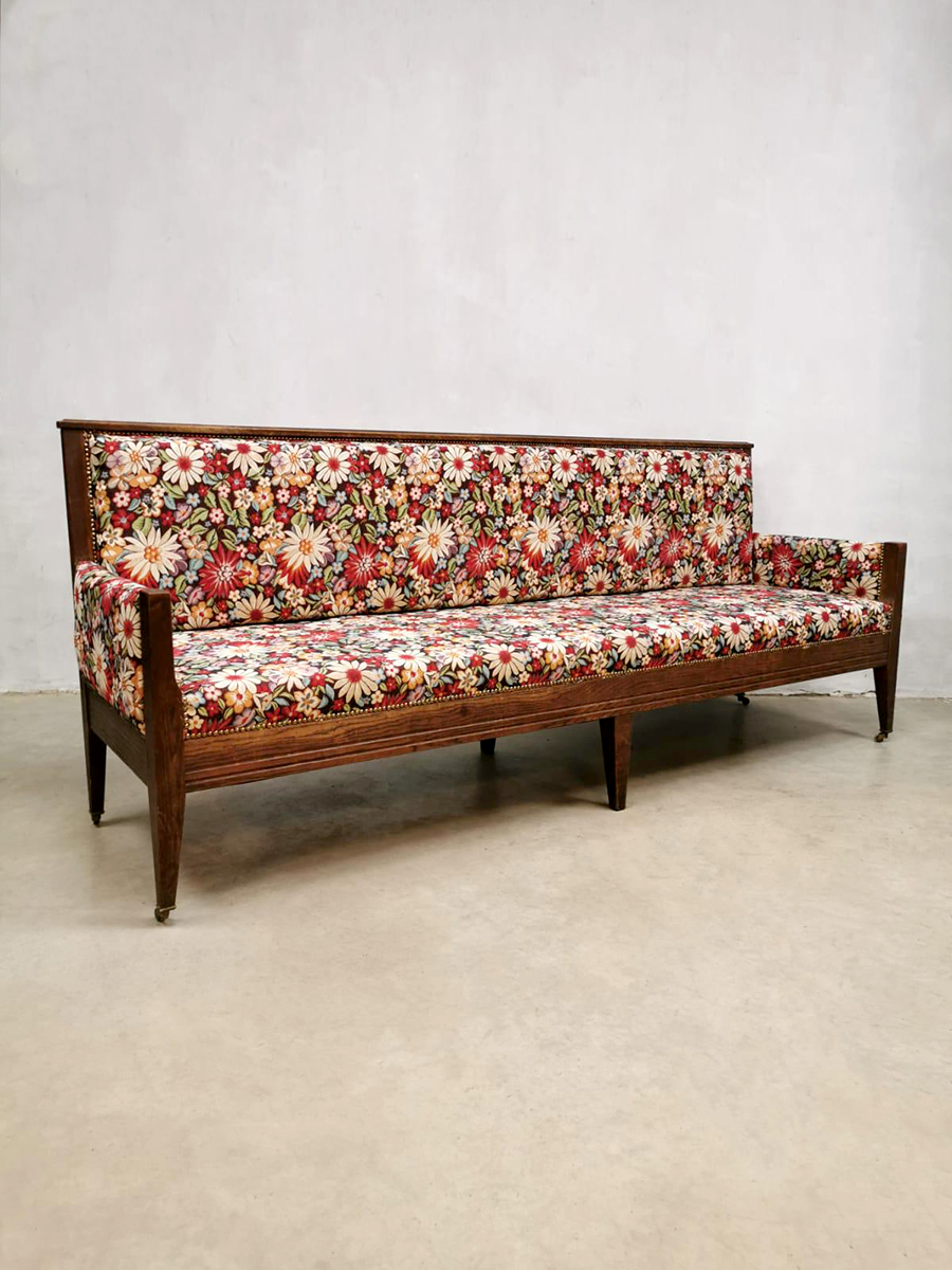Antique French dining sofa bench eetkamer bank 'flower power'