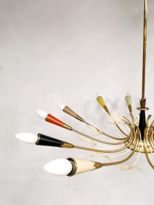Pendant lamp hanglamp Sputnik style chandelier Italian Italiaans vintage design fifties Midcentury