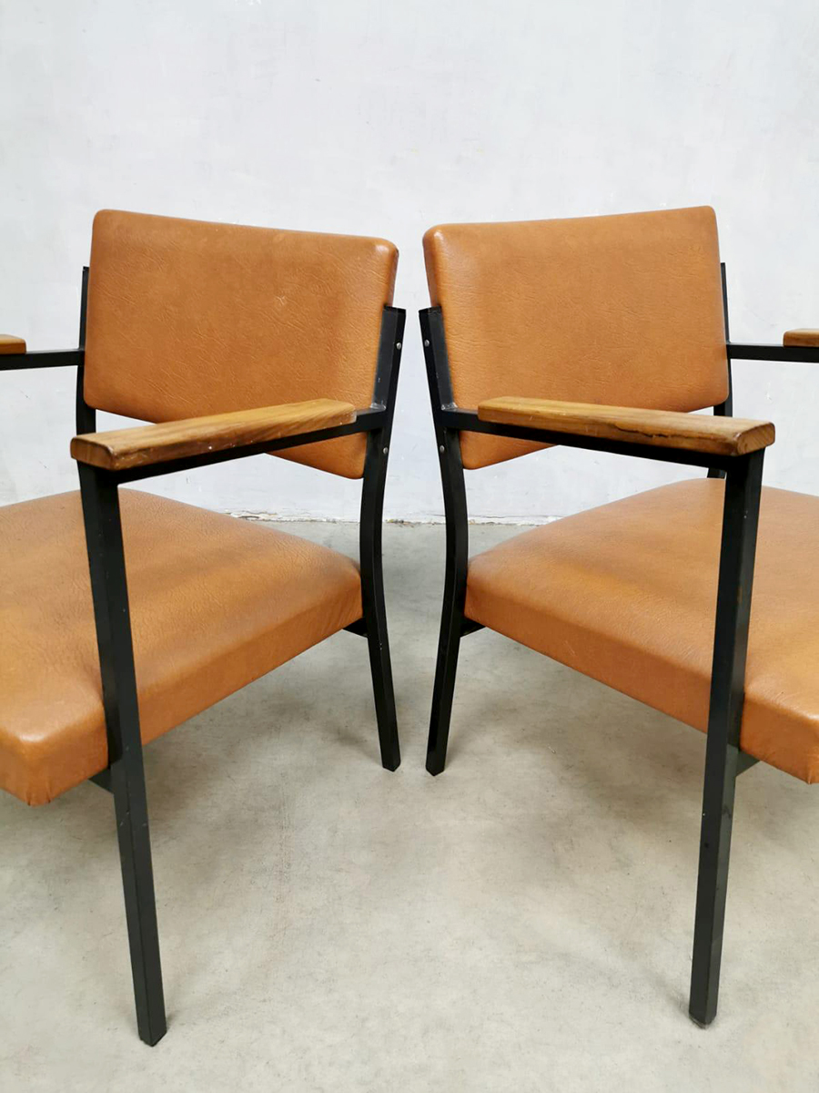 Vintage Dutch design industrial armchairs industriële stoelen 'minimalism'