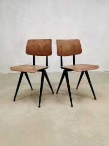 vintage dutch design school chairs industrial