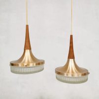 Vintage Danish design copper pendant lamp hanglamp 'duo wave'