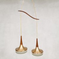 Sixties hanglamp lamp copper glass Danish pendant vintage design