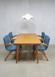 Vintage Dutch design dining set chairs stoelen tafel G. van Os Culemborg