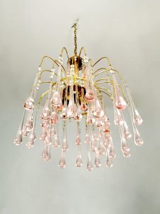 Paolo Venini jaren 70 kroonluchter Merano glas chandelier vintage design Italian