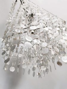 vintage kroonluchter Kare design plastic silver chandelier