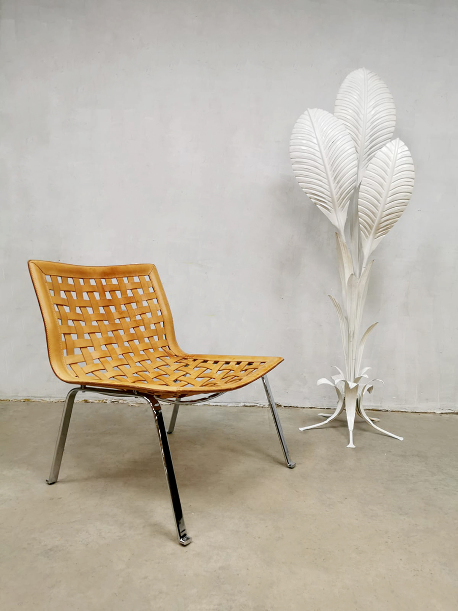 Vintage design leather easy Net chair fauteuil Giancarlo Vegni Fasem