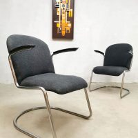 Vintage Dutch design arm chairs lounge fauteuils nr. 413 W.H Gispen