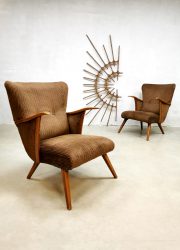 Vintage design armchairs wingback chair lounge fauteuils 'Corduroy lovebirds'