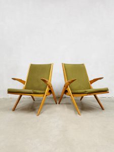 Scissor leg armchairs vintage lounge set fauteuils midcentury design