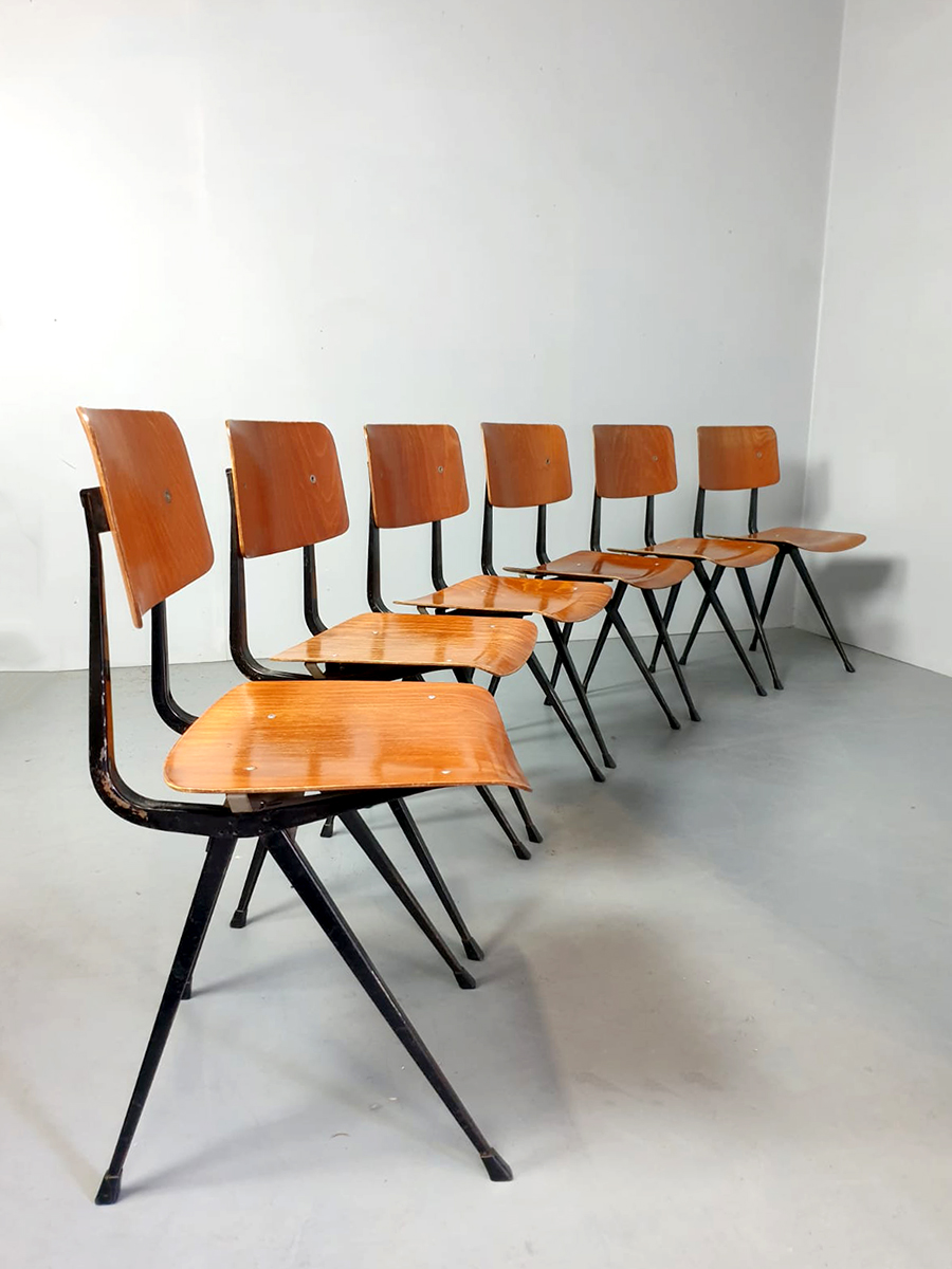 bevroren Gymnastiek Mondstuk Vintage Dutch industrial school chairs schoolstoelen 'Result' Friso Kramer  | Bestwelhip