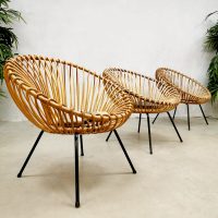 Rare vintage design rattan easy chairs rotan lounge stoelen 'Boho vibes'
