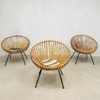 vintage Noordwolde design Albini rattan chairs rotan fauteuils