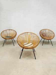 vintage Noordwolde design Albini rattan chairs rotan fauteuils