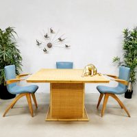Vintage rattan bamboo dining table 'bohemian table time'