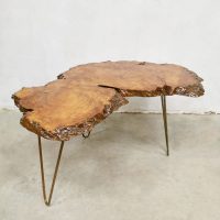 Vintage tree trunk side table coffee table boomstam bijzettafel salontafel