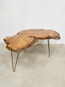 Vintage tree trunk side table coffee table boomstam bijzettafel salontafel