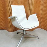 Vintage design Tulip office chair bureaustoel Kill international 'white leather'