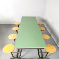 Industrial vintage school picnic 8 seat canteen dining table picknick tafel