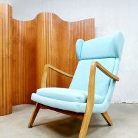 Vintage Danish design wingback chair lounge oorfauteuil 'Blue Scandinavian modern'