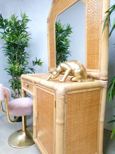 midcentury design bamboo dressing table cabinet kaptafel bamboe