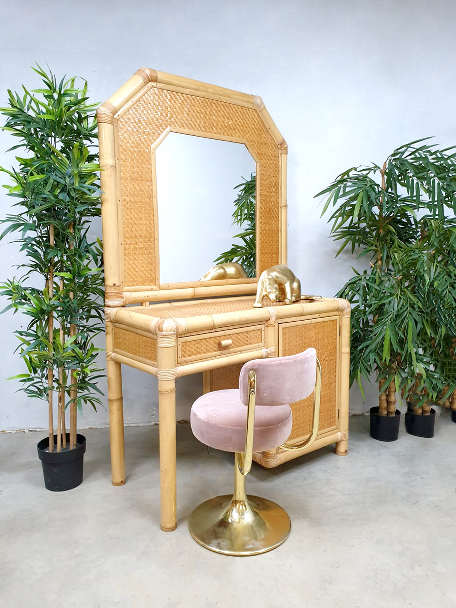 Vintage faux bamboo dressing vanity table bamboe kaptafel 'natural beauty'