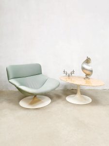 Midcentury design marble oval coffee table marmeren salontafel