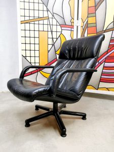 vintage leather swivel chair ottoman Harcourt Artifort leren draaifauteuil lounge chair hocker