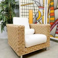 Midcentury design woven rope armchair Ligne Roset