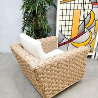 Midcentury design woven rope armchair Ligne Roset