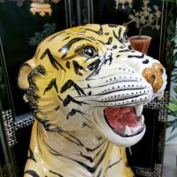 midcentury Italian design ceramic tiger statue keramiek tijger beeld