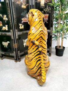 vintage Italian design ceramic tiger statue keramiek tijger beeld