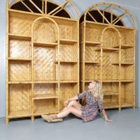 hollywood regency bamboo cabinet wall unit kast