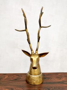 vintage brass deer sculpture messing hert buste decoratie beeld 3