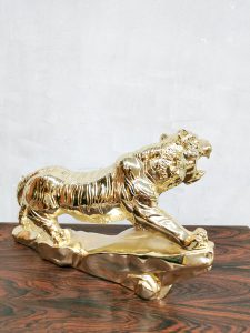 vintage gold tiger panter stature gouden tijger beeld