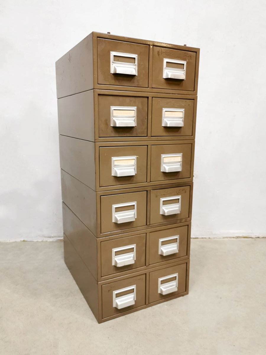 Fauteuil medeleerling aanraken Industrial metal filing chest of drawers archief ladekast 'Addressograph' |  Bestwelhip