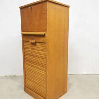 Solid oak tambour role filling cabinet vintage rolluik kast