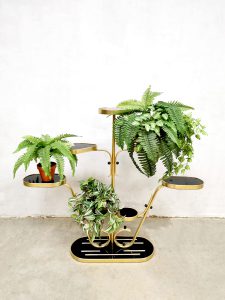Vintage plant stand plantenstandaard 'Black & Gold piramide'