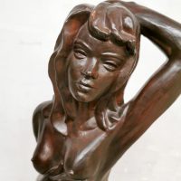 art deco pin up girl stature beeld plaster bronze