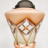 Art deco hand painted pendant light opaline glass hanglamp 'teardrop'
