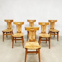 midcentury brutalist design dining rope chairs eetkamerstoelen Pierre Chapo style