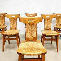 wabi sabi style vintage dining dinner chairs eetkamerstoelen midcentury design riet