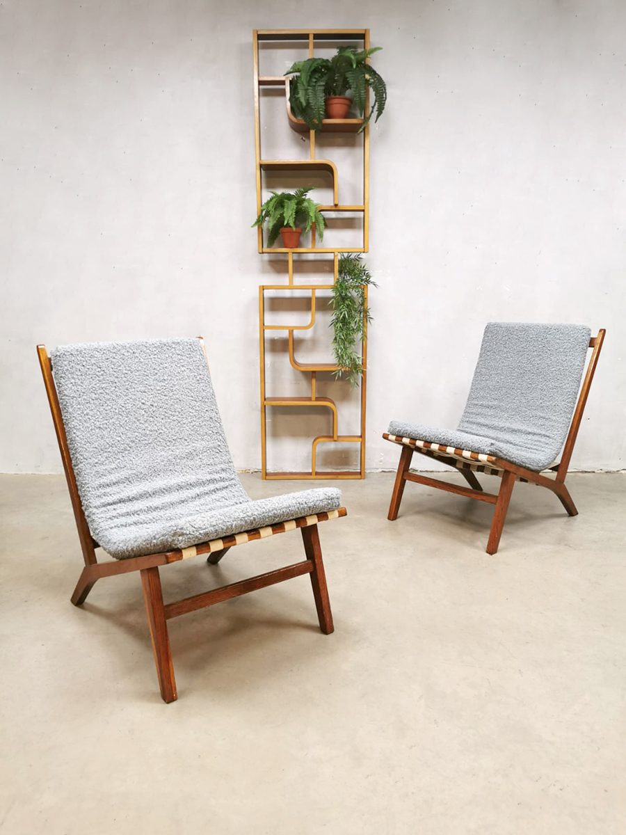 Midcentury Czech design easy chairs Jan Vanek lounge chairs 'Minimalism'