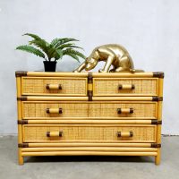 Vintage bamboo chest of drawers cabinet bamboe ladekast 'Boho'