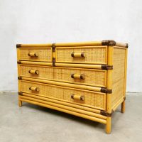 vintage night stand ladekast chest of drawers bamboe nachtkastje