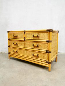 vintage night stand ladekast chest of drawers bamboe nachtkastje